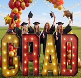 4 FT GRAD Marquee Letters – Light-Up Graduation Party Decor