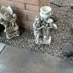 Vintage Style Concrete Cherub Planter Garden Statue Garden Urn Planter