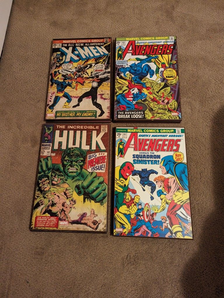 Lot of 12 Silver Buffalo wood Wall art (Marvel And DC)