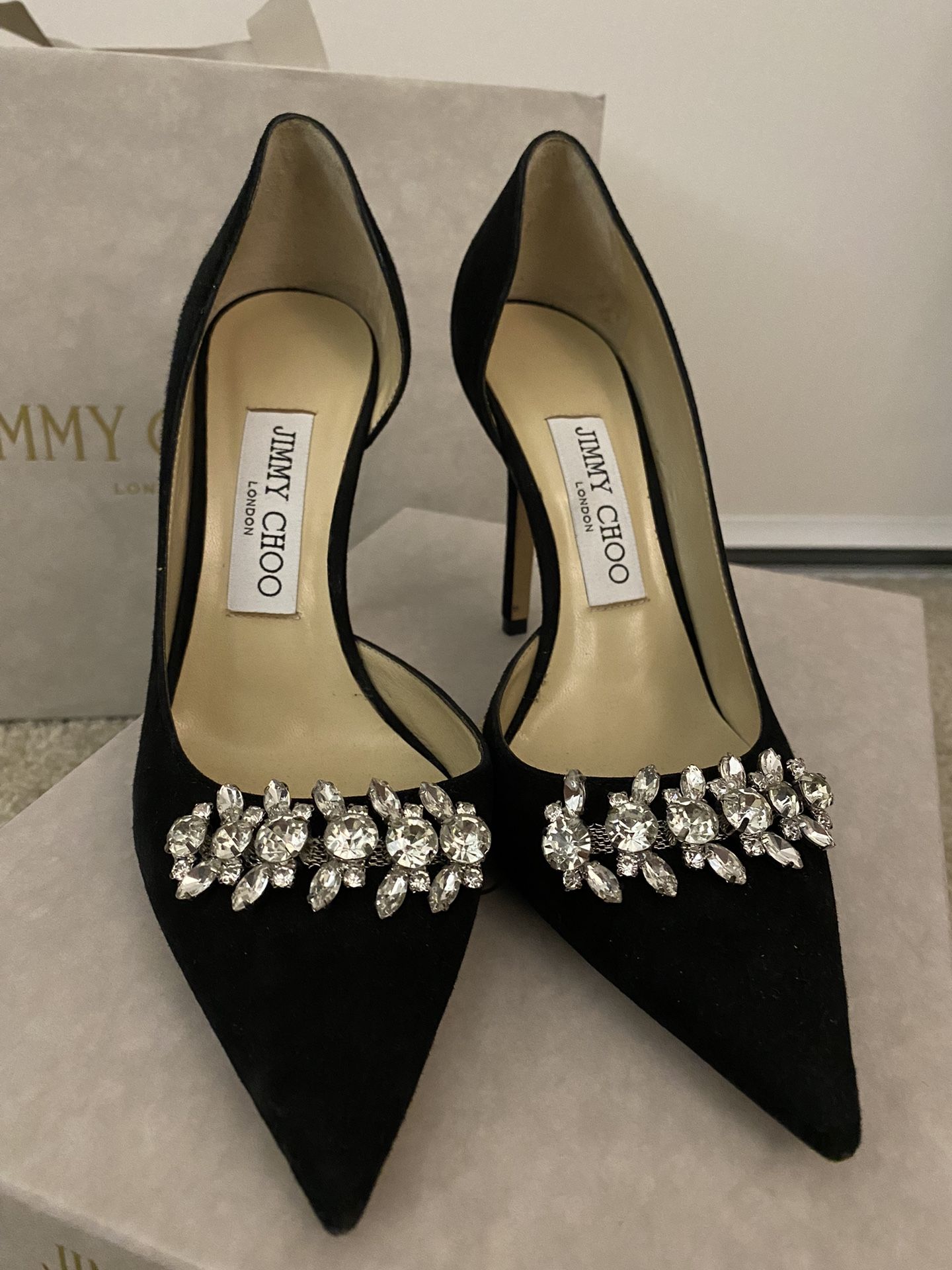 Jimmy Choo Tisso Suede W/ Crystals Authentic