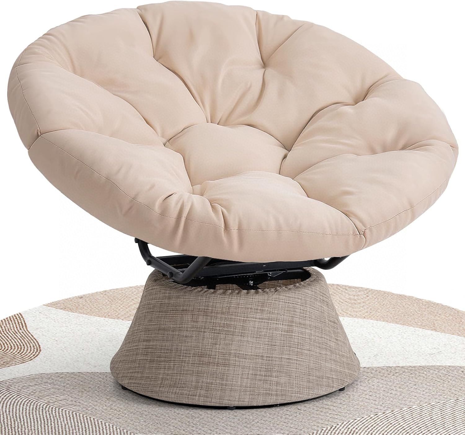 43″ Ergonomic Papasan Chair with Soft Thick Cushion and Sturdy Steel Frame, 360 Degree Swivel Chair