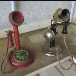 The Gong Bell MFG. And Plaphone Candlestick Toy Phones
