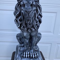 3 Foot Tall Stone Colored Lion Statue