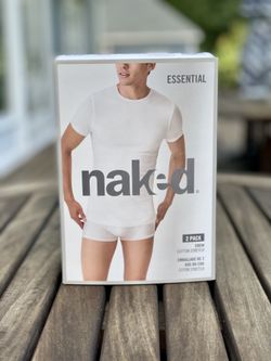 Three (3) NakedEssentials Cotton Stretch Crew T-Shirt - 2 Pack ( 6 total )