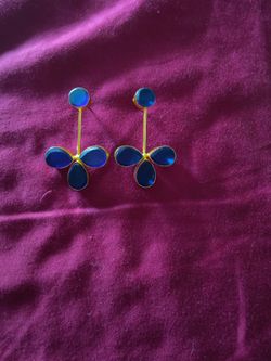 Beautiful handmade earrings with navy blue stones