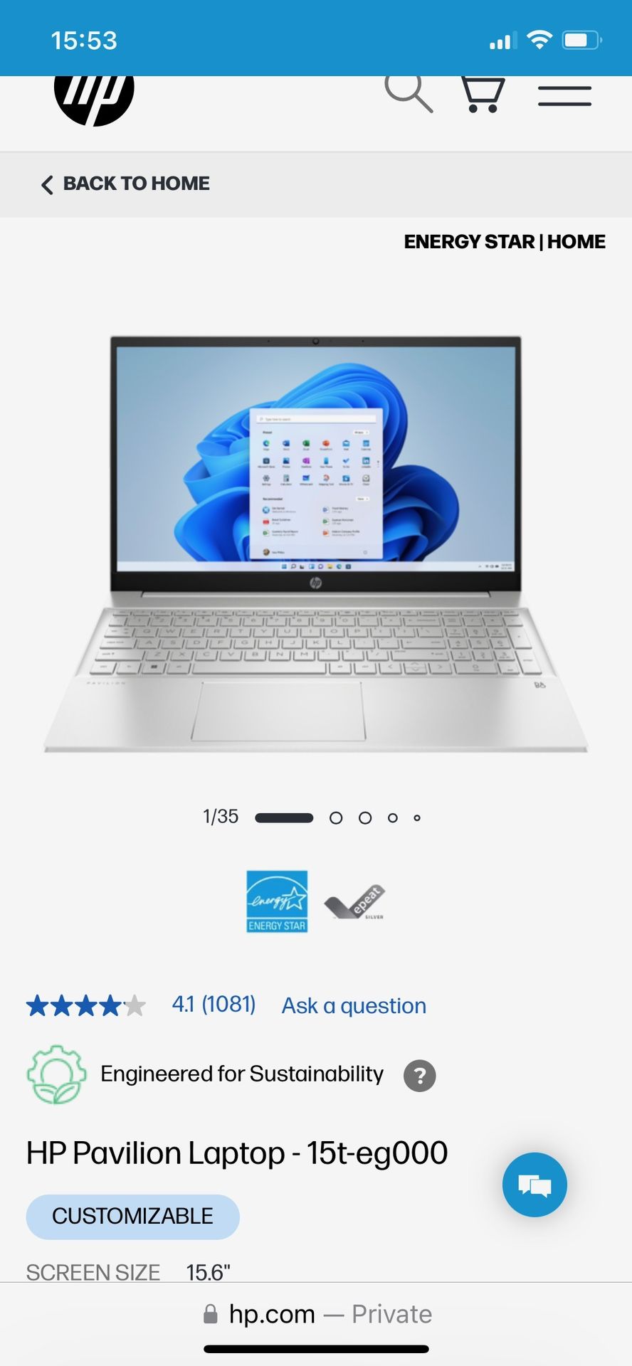HP Pavilion Laptop - 15t-eg000
