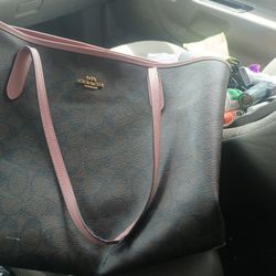 Coach new York, Large Purse, Brown Black And Pink Leather