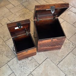 Hand Carved Solid Wood Storage Chests