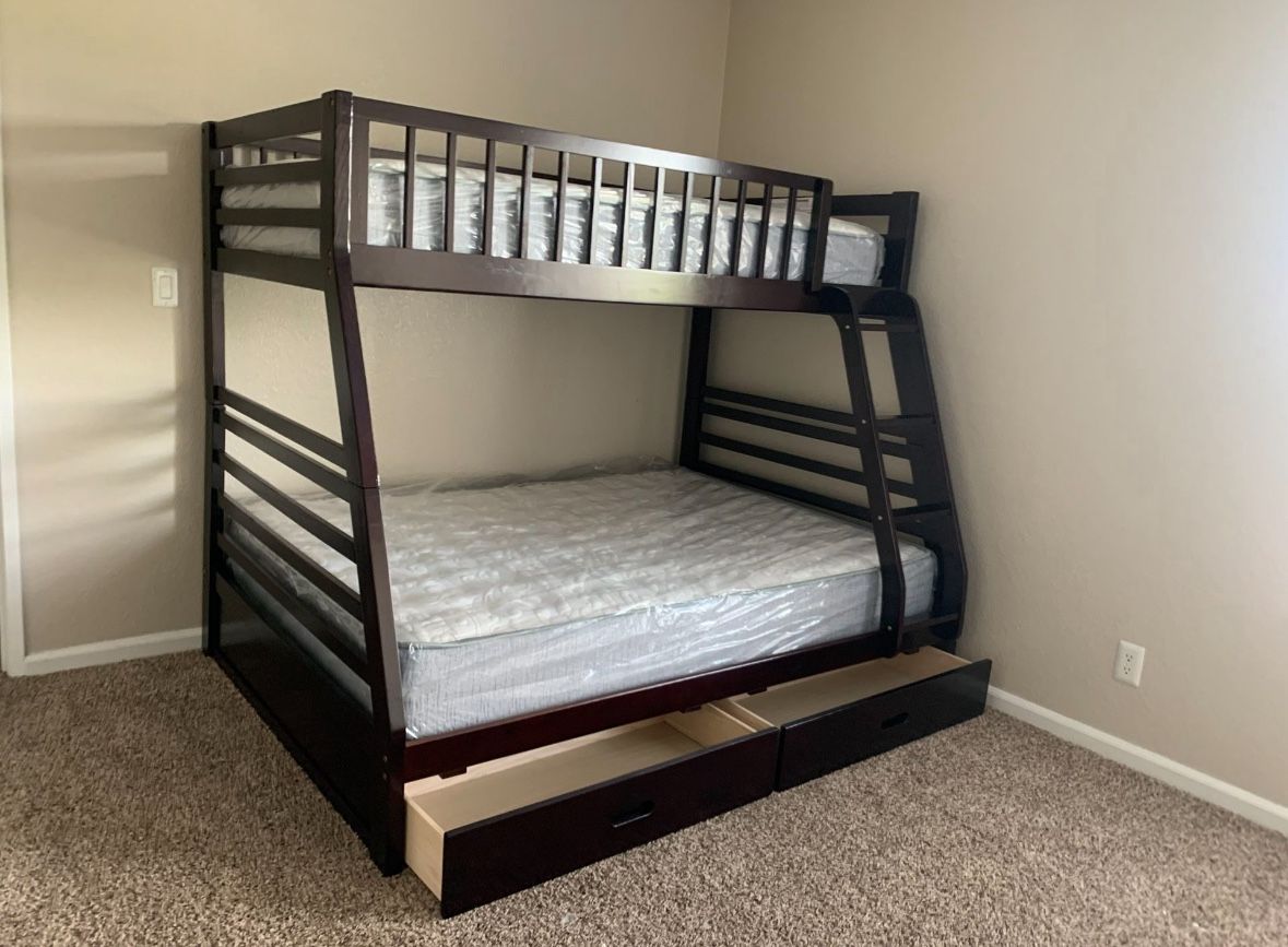 Twin Over Full Bunk Bed And Mattresses 