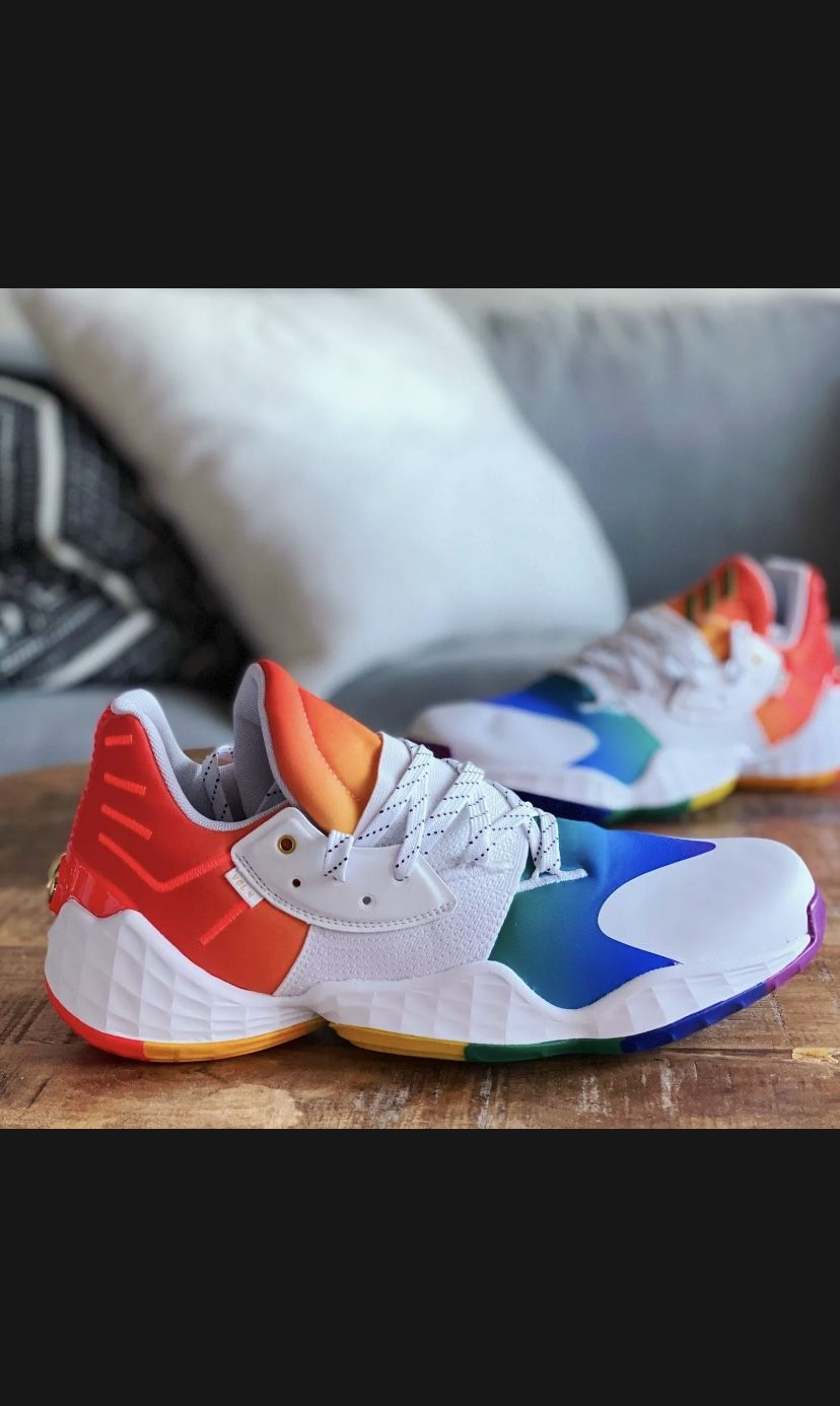 Adidas James Harden Vol 4. Pride Basketball Shoes Men Size 17 Rainbow FX4797