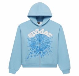 Sp5der hoodie blue zip