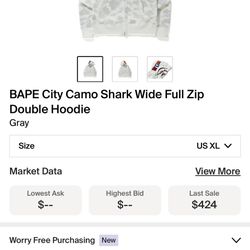 White double hooded bape full zip
