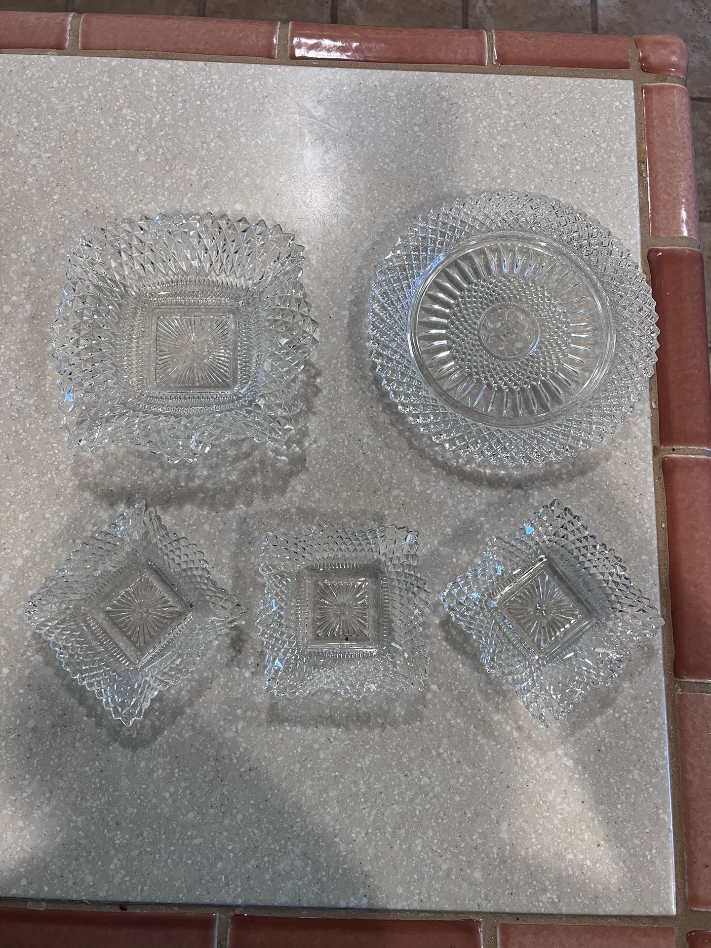 Diamond Shaped Crystal China Bowls And Plate