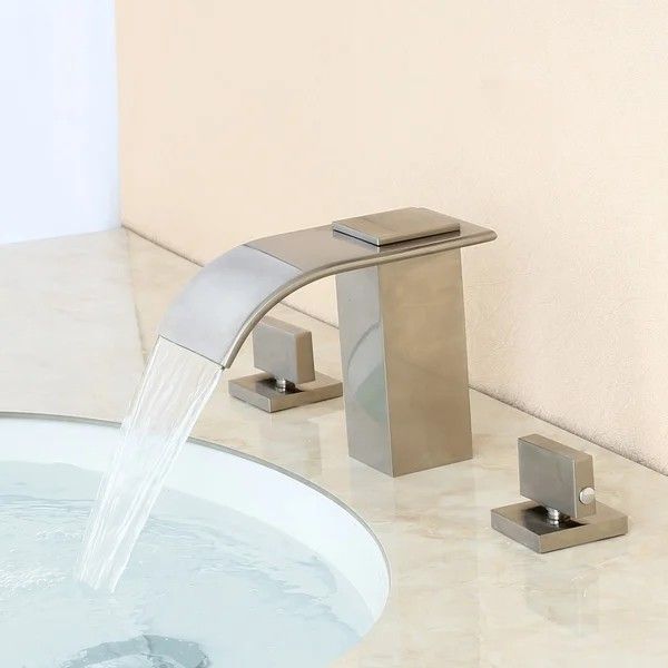 Milly Modern 2-Handle Deck Mounted Waterfall Widespread Bathroom Sink Faucet