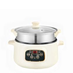 Aiyouhui Khaki Smart Multi-Function Electric Cooking Pot Electric Hot Pot [Multi-function all-in-one cooking pot, electric steamer with steamer] 110V 