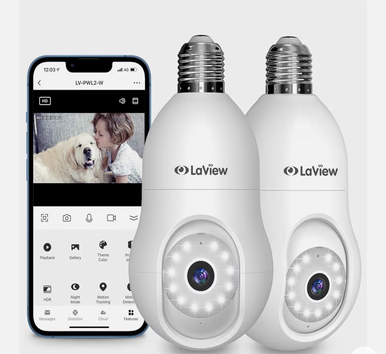 🎥 For Sale: LaView 4MP Bulb Security Cameras (2 Pack)