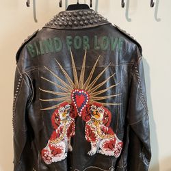 New Men’s Gucci Leather Biker Jacket Moto Coat 48 Medium