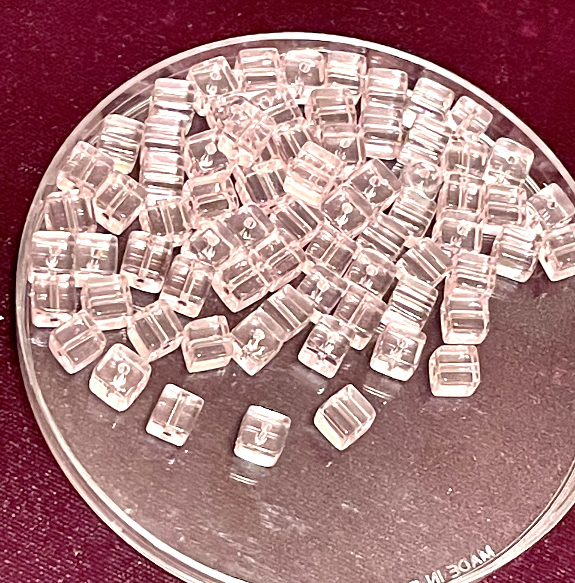 Lot Of Pink Cubed Beads