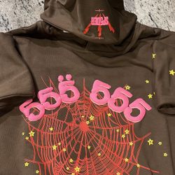Brown Sp5der Hoodie - Size Medium 