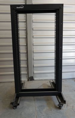 NavePoint Open Frame Rolling Server & Network Equipment Rack w/ Wheels