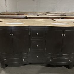 B1199- 60” Bathroom Double Bowl Vanity Dual Sink Cabinet 