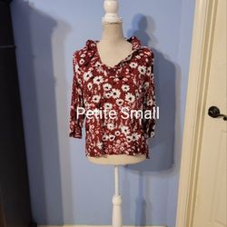 Crown & Ivy Petite Small Womens Blouse 