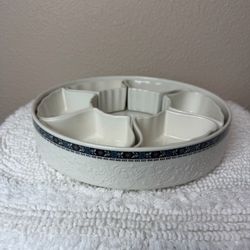 Hankook Korea Divided Serving Tray & 6 Insert Dishes Floral Rim Set