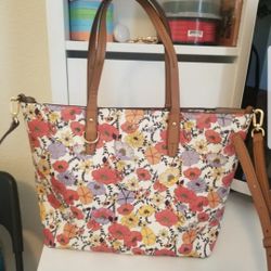 Tory Burch Kerrington Blossom Ditsy Saffiano Leather Small Tote Bag