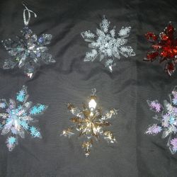 6 Handmade Snowflake Ornanents 