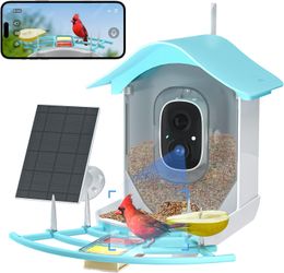 Smart Bird Feeder Camera with AI Identify Bird Species Solar Panel, Auto Capture Bird Videos & Motion Detection, Bird Watching Camera for Bird Lover, 