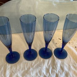 Blue Cobalt Champagne Wine Glasses
