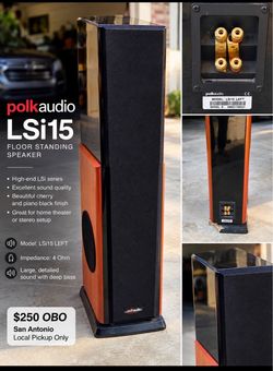 Polk Audio LSi15 High-End Floor Standing Speaker – Cherry – $225 OBO
