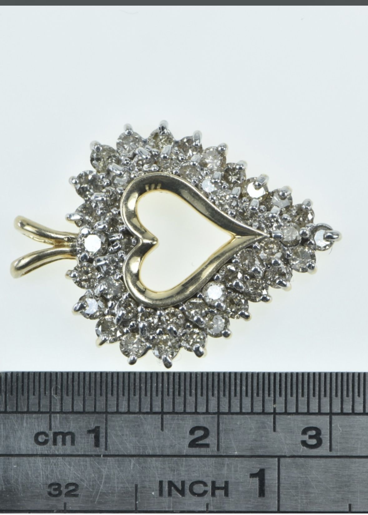 1.00 Ctw Diamond Heart Necklace On 14k Gold Chain