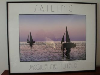 SAILING BY J. TUTEUR FRAMED PRINT