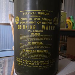 Vintage 1962 17.5-gallon Cold War era drinking water storage container