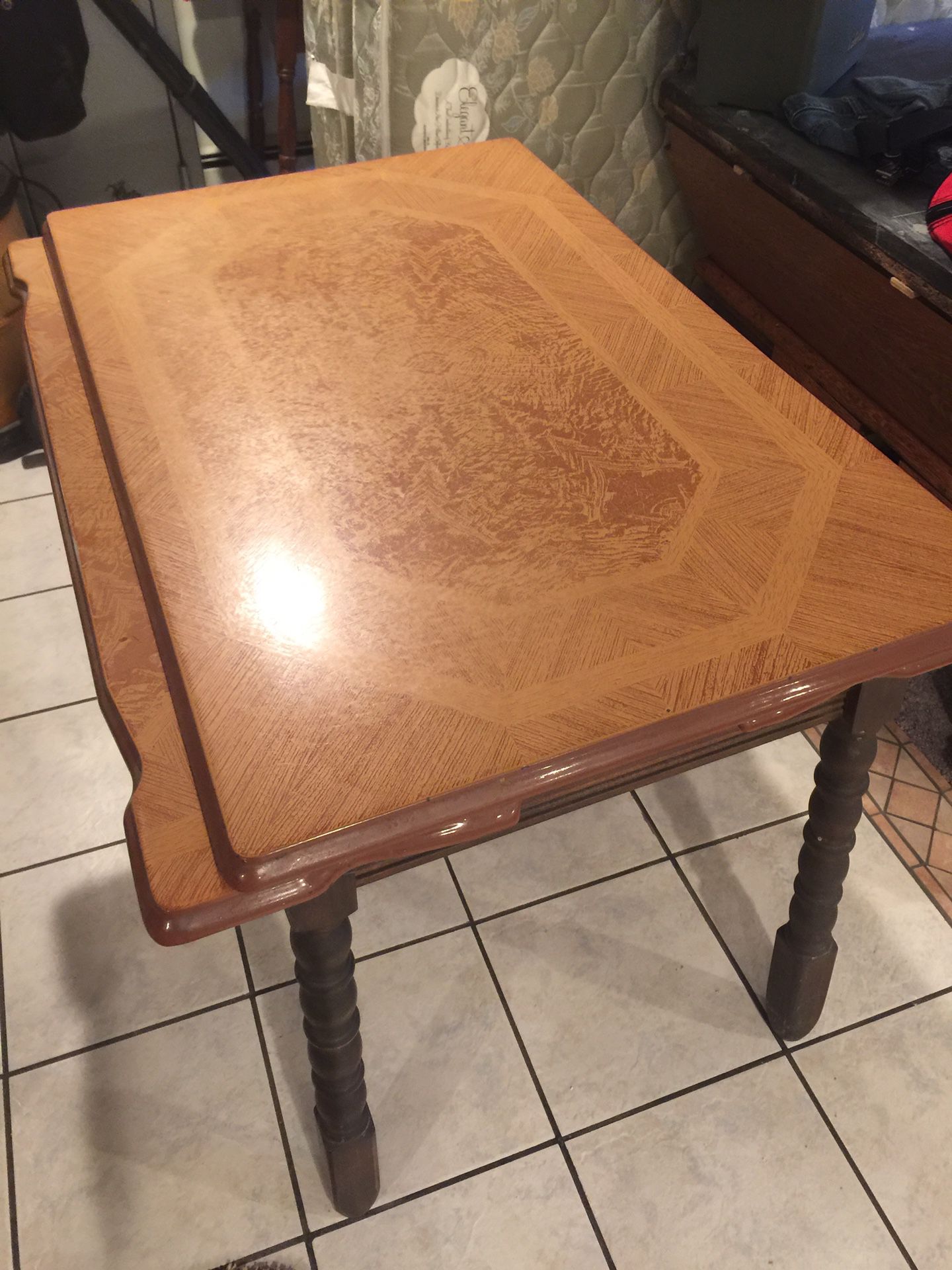 Antique porcelain/metal , wood table