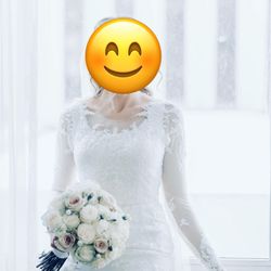Lace Long Sleeve Mermaid Modest Wedding Dress