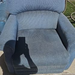 Blue Fabric Single Recliner Sofa 
