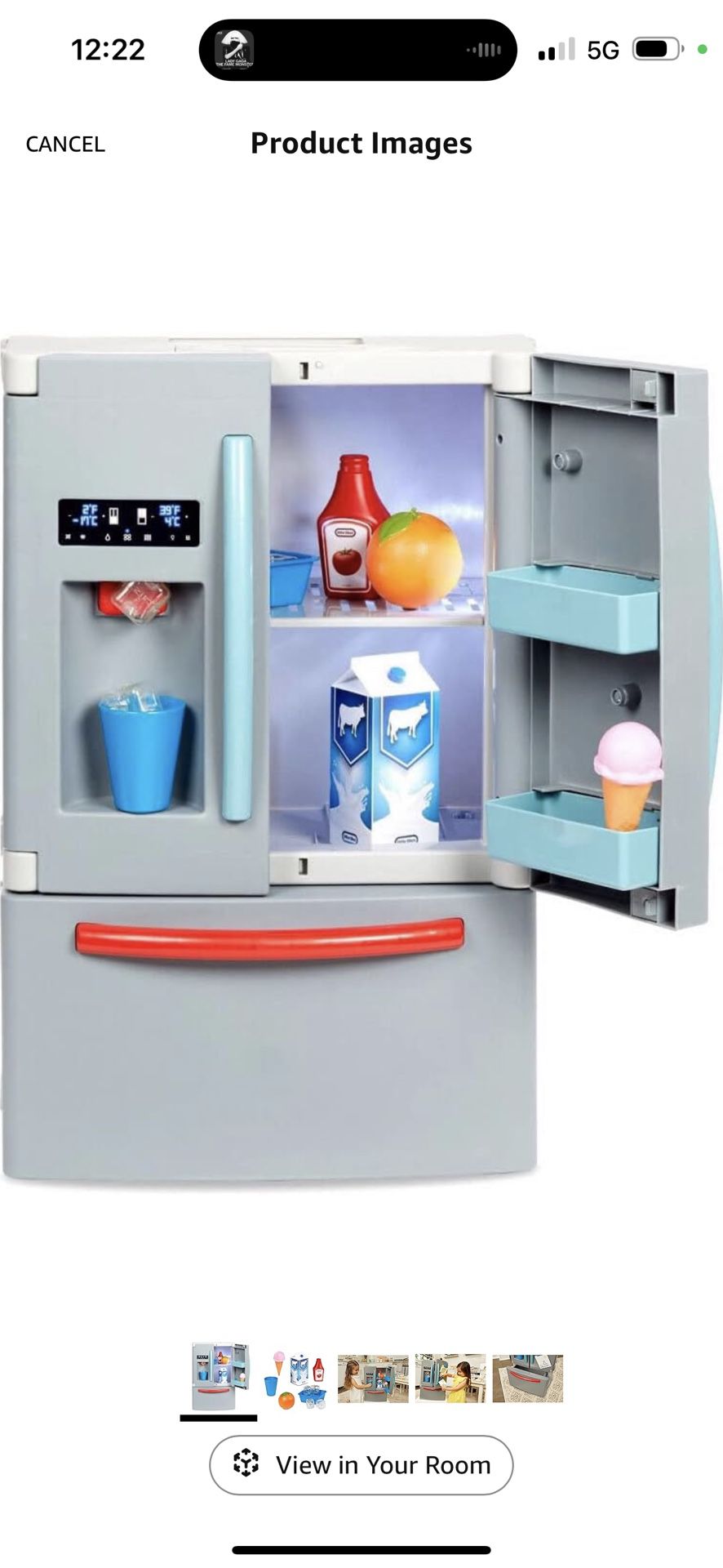 Little Tikes First Fridge Refrigerator with Ice Dispenser Pretend Play Appliance for Kids, Play Kitchen Set with Playset Accessories Unique Toy Multi-
