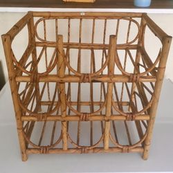 vintage rattan wine rack