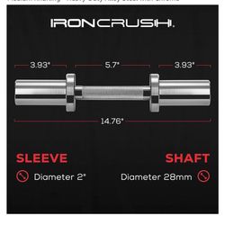 Dumbbell Handle - Loadable Bar with 1.2mm Medium Knurling - Heavy-Duty Alloy Steel with Chrome 