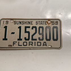 Vintage License Plate Florida 1959