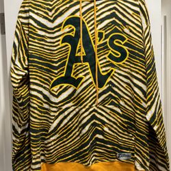 New w tags Oakland Athletics A's Mens Sizes Xl Zubaz Green Yellow White Hoodie