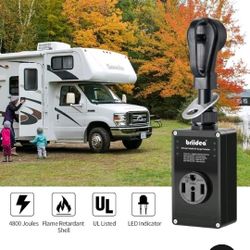 RV Surge Protector 50 Amp, briidea Camper Surge Protector with LED Indicator Light, 4800 Joules, Black