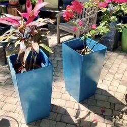 30” Turquoise Planter/Pots: 15.25”W x 15.25”D x 29.75”H-$60 each