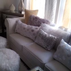White Faux Leather Couch