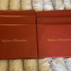 6 Lot Red Diploma of Graduation Faux Leather Covers