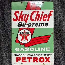 Original 1960 Texaco Sky Chief Pump Plate 12x18"
