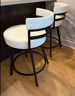 Like new: 2-Liam White/Black modern swivel stools