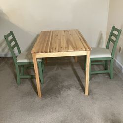Wood Dining Table with 2 Chairs